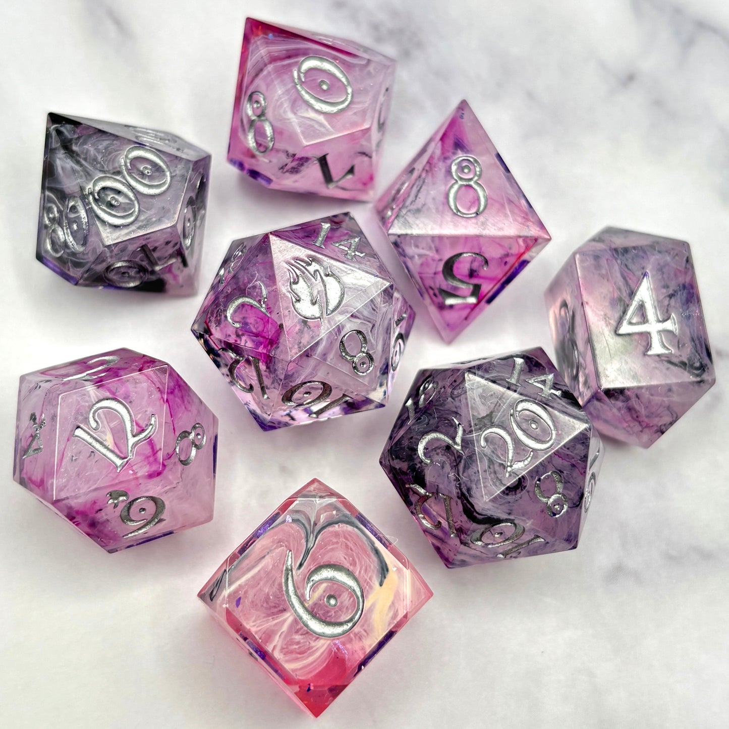 Fuchsia Swirls- 8pc Dice Set