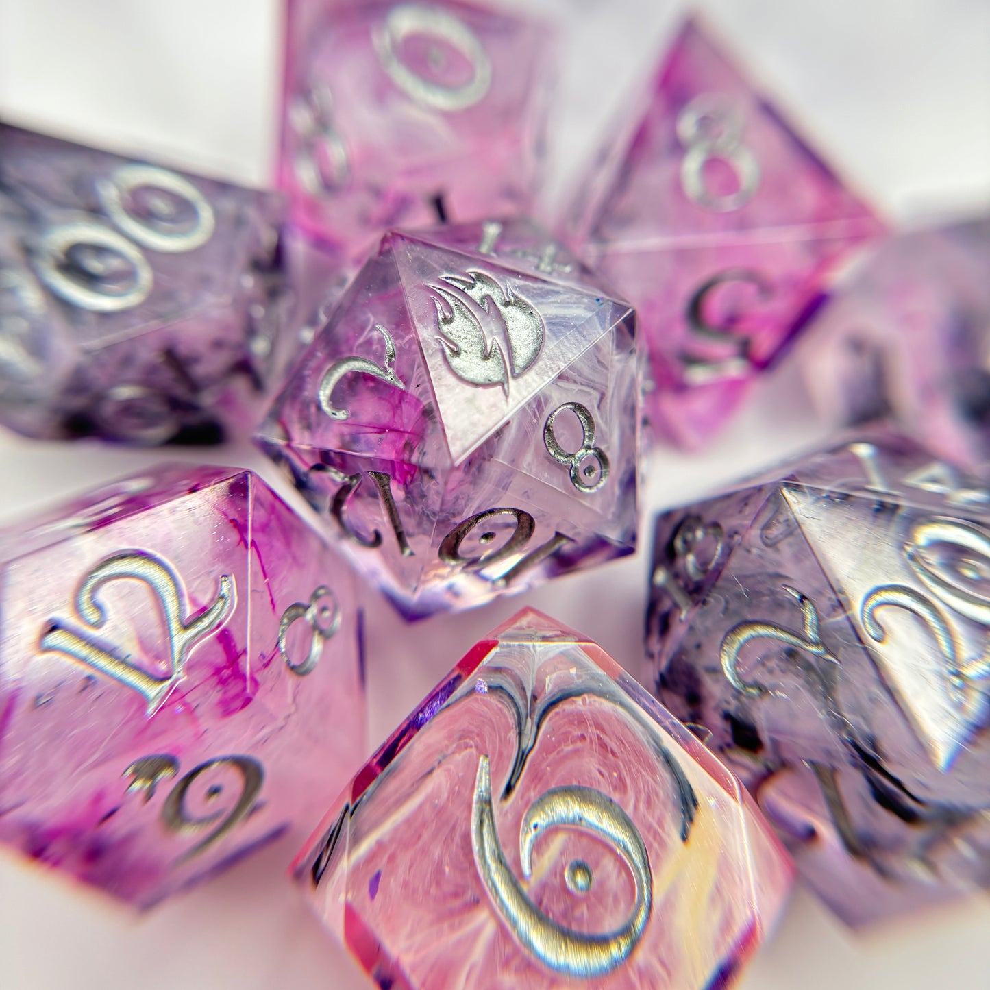 Fuchsia Swirls- 8pc Dice Set