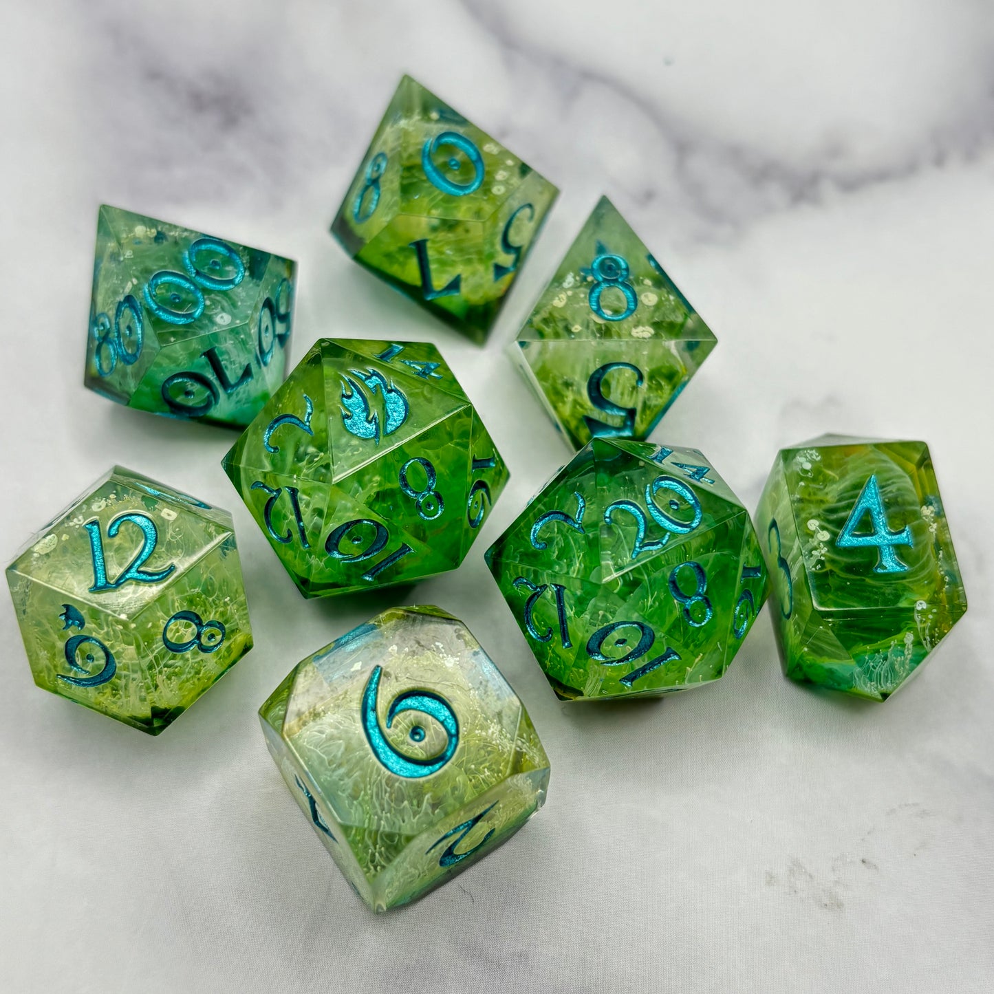 Green Petri- 8pc Dice Set