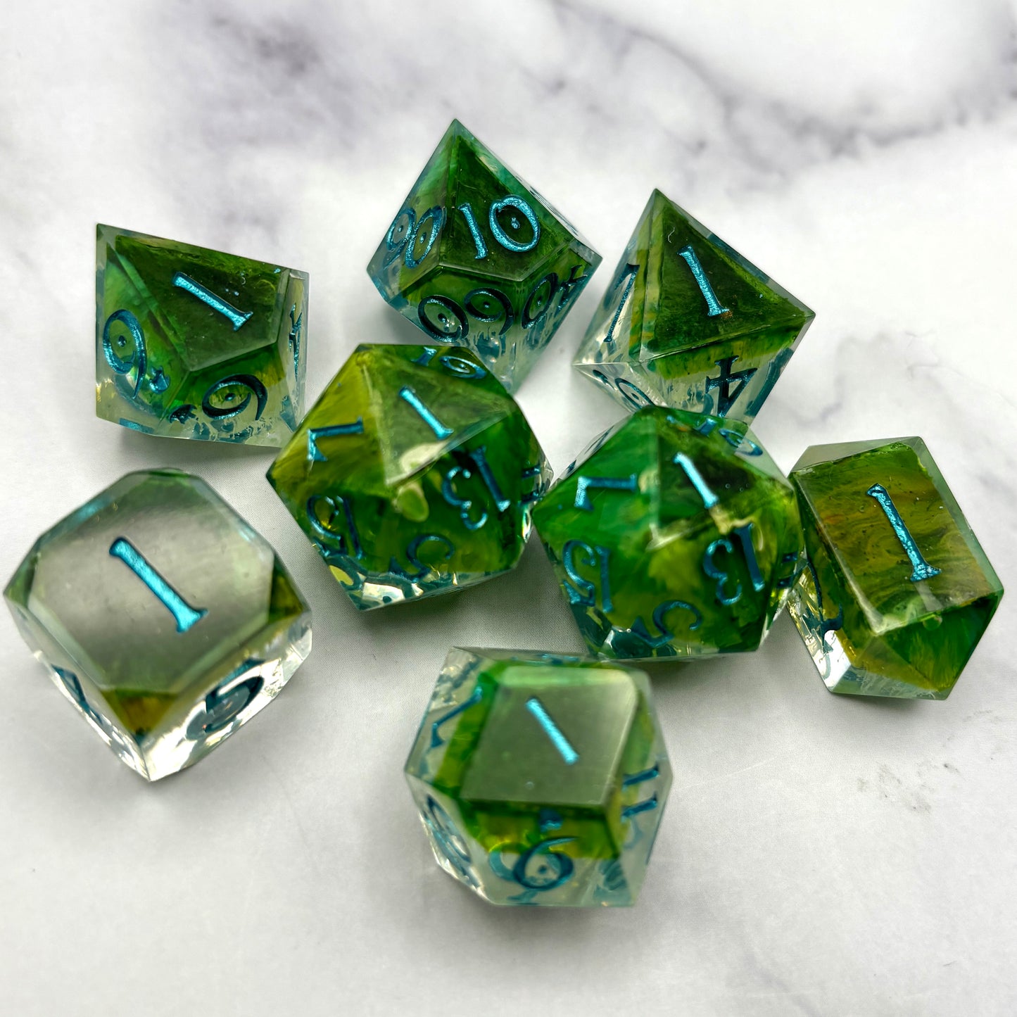 Green Petri- 8pc Dice Set